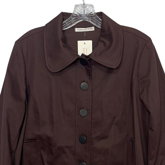 Terracotta Button-Up Brown Jacket Womens 12 Brown New Cropped Short - Picture 3 of 9
